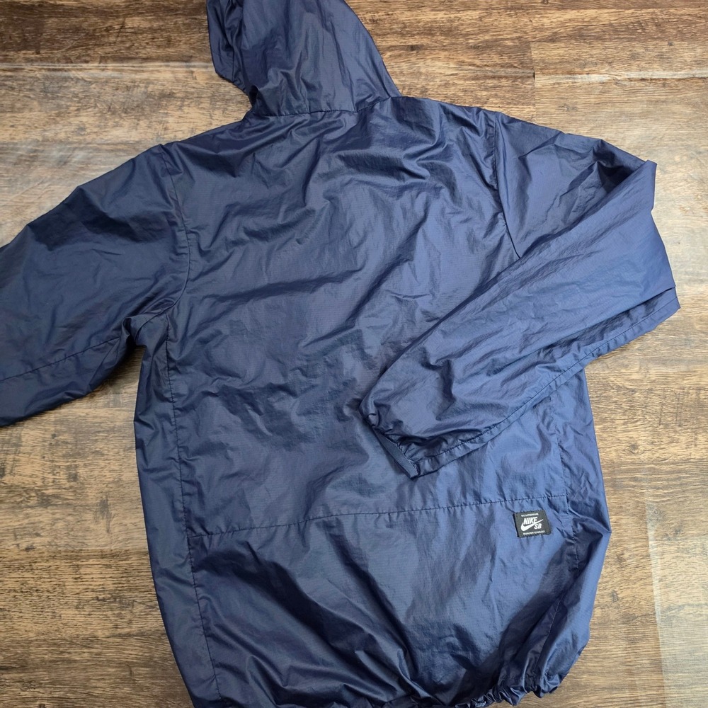 NIKE SB Anorak Windbreaker Small Navy White Half Zip Hooded Pullover 880285-475 - Picture 4 of 6